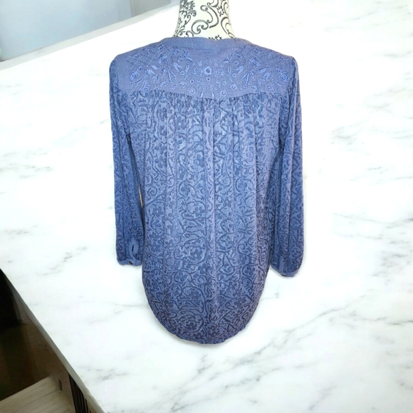 LUCKY BRAND Blue Floral Hi Lo Tunic- Small - Picture 3 of 6